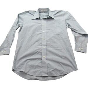 Balmain Paris Mens Dress Shirt Light Blue Micro Check Long‎ Sleeve 14.5 32/33